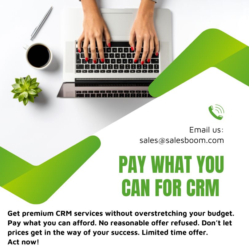 Pay What You Can promotion for Salesboom CRM